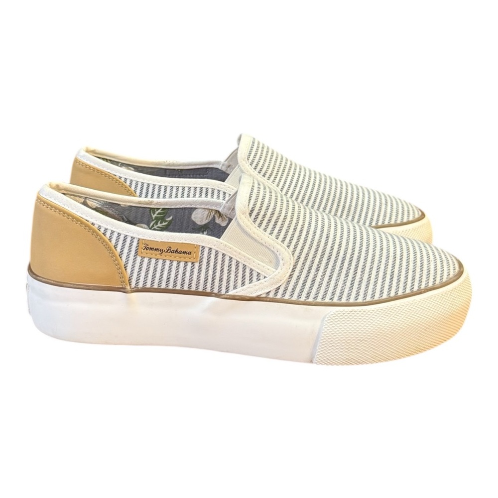 Tommy Bahama Striped Slip-on Sneakers Platform Sole Women’s Size 9.5